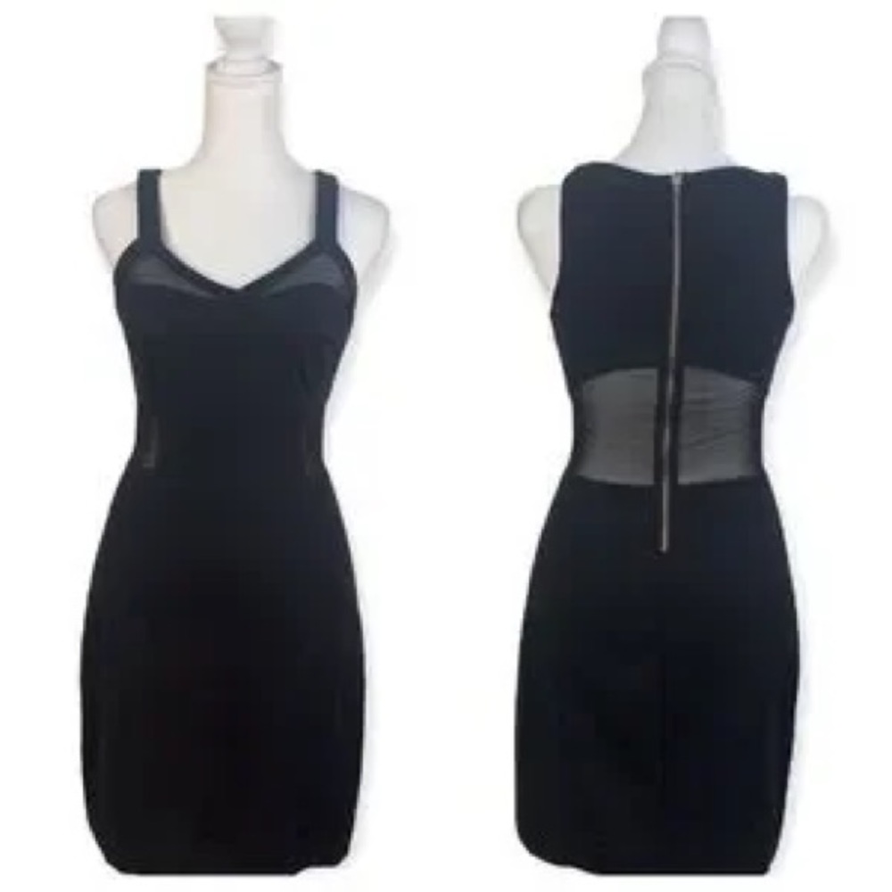 EXPRESS Black Bodycon Dress with mesh portions